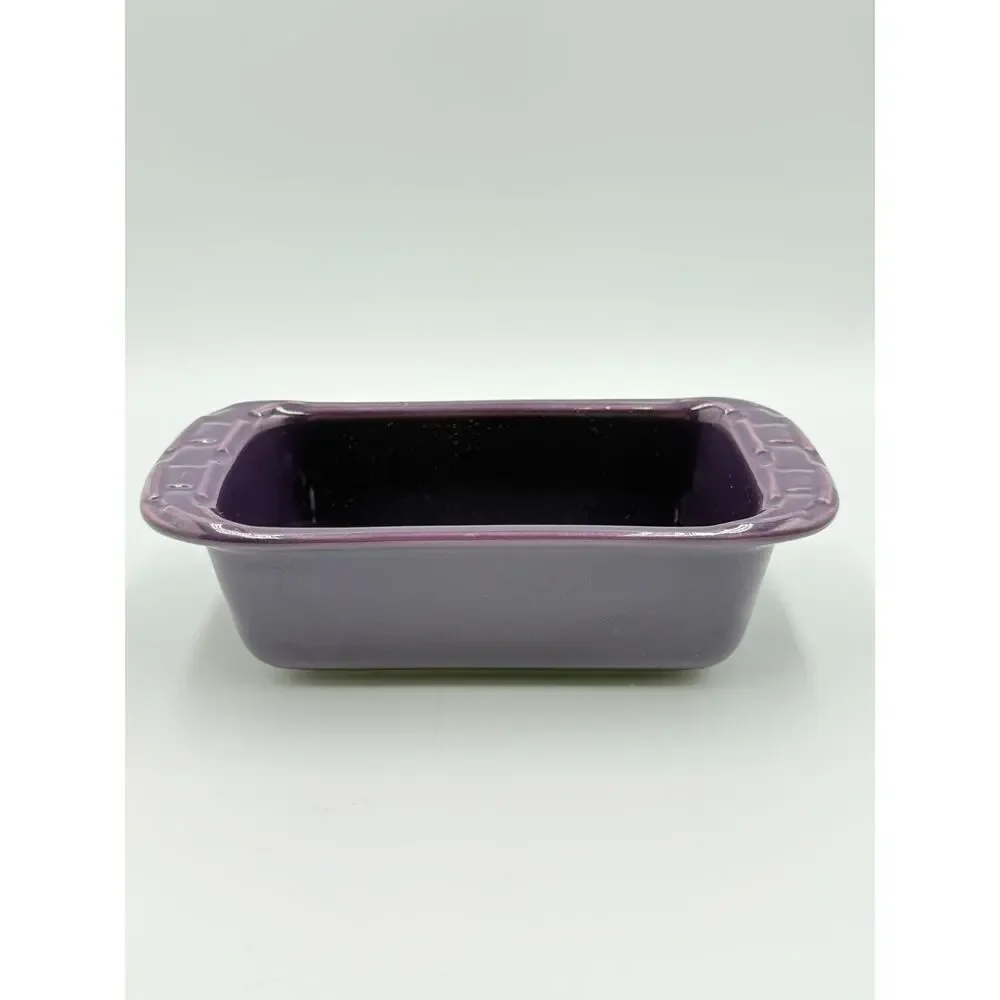 Vintage Longaberger Pottery Woven Traditions Eggplant Purple Small Loaf Pan Dish